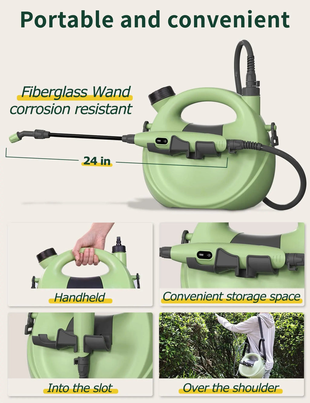 1.35 Gallon Electric Garden Sprayer Telescopic Wand Adjustable Nozzle USB Rechargeable Jumpsub