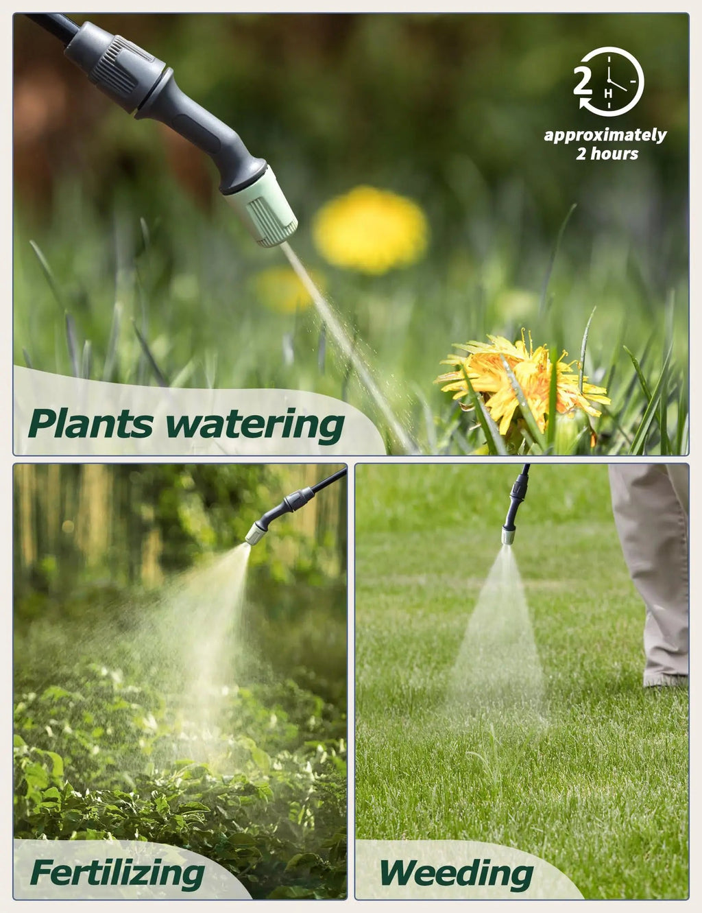 1.35 Gallon Electric Garden Sprayer Telescopic Wand Adjustable Nozzle USB Rechargeable Jumpsub