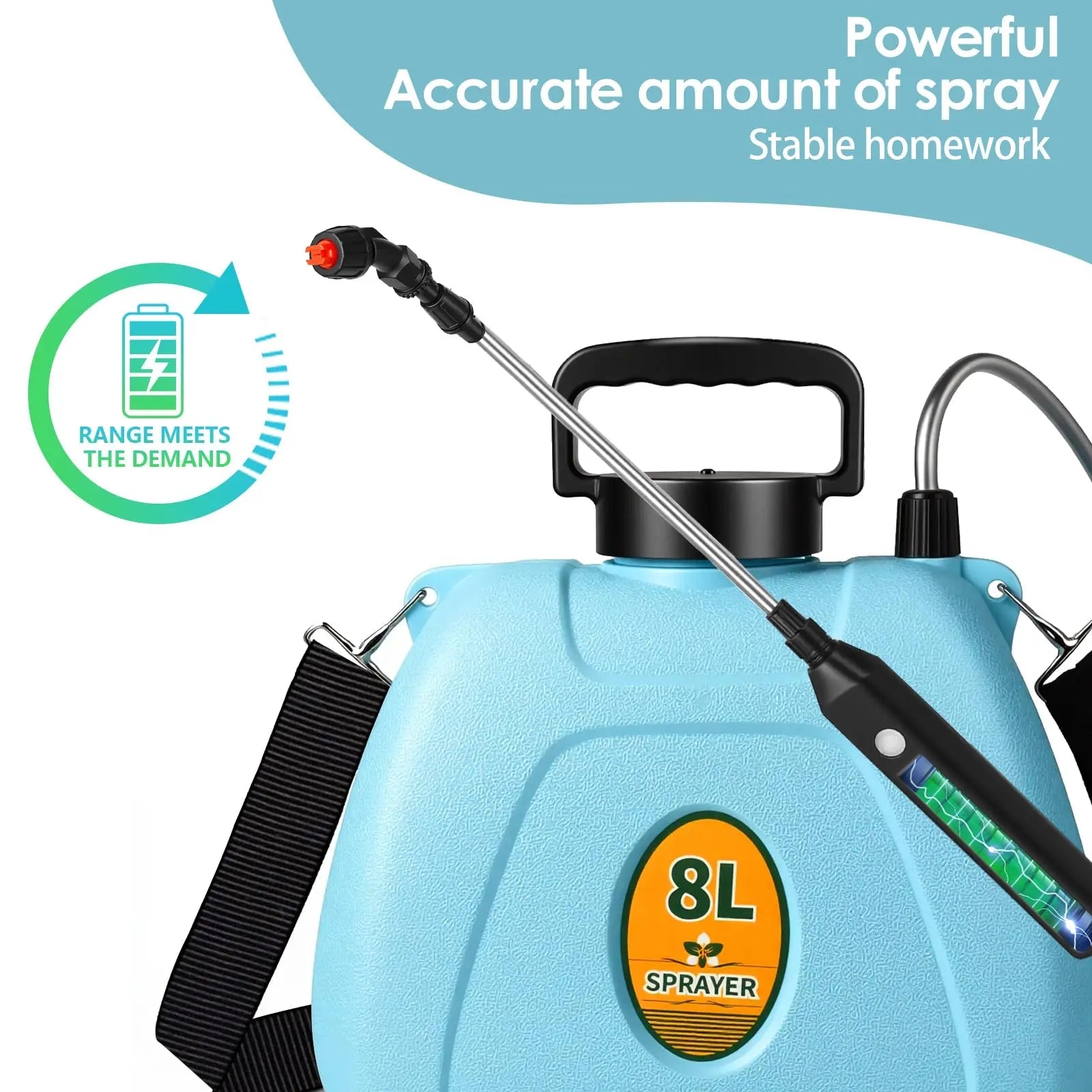 2 Gallon Electric Garden Sprayer 3 Speed Telescopic Wand 3 Nozzles USB Rechargeable Jumpsub