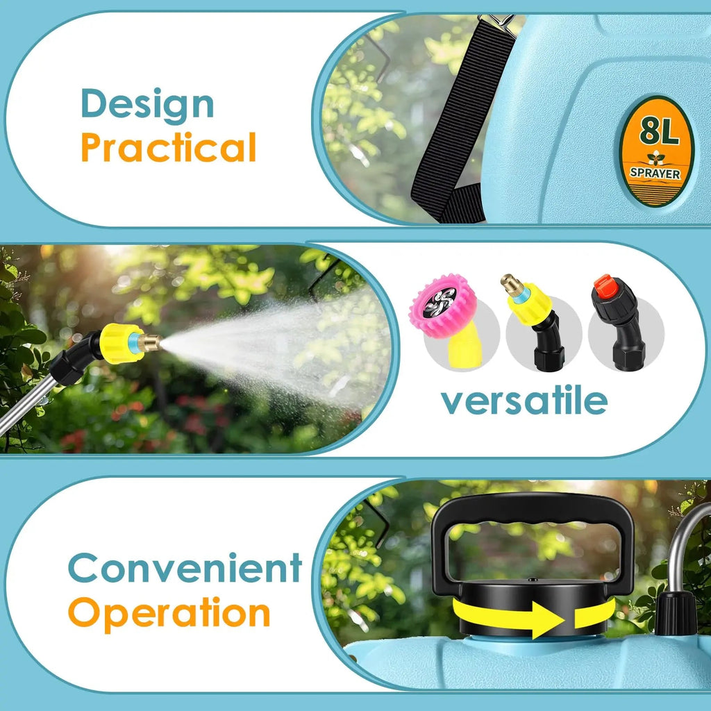 2 Gallon Electric Garden Sprayer 3 Speed Telescopic Wand 3 Nozzles USB Rechargeable Jumpsub