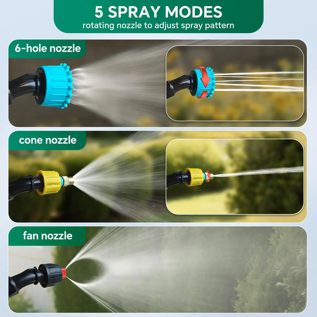 2 Gallon Electric Garden Sprayer Telescopic Wand 3 Nozzles USB Rechargeable 2500mAh Jumpsub