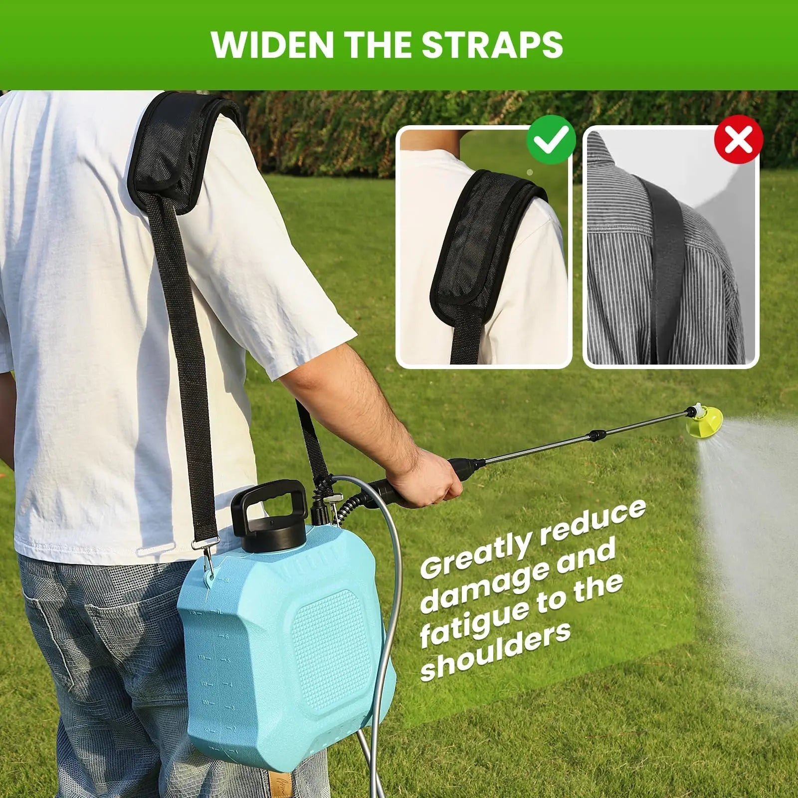 2 Gallon Electric Garden Sprayer Retractable Wand 4 Nozzles USB Rechargeable 2000mAh Jumpsub