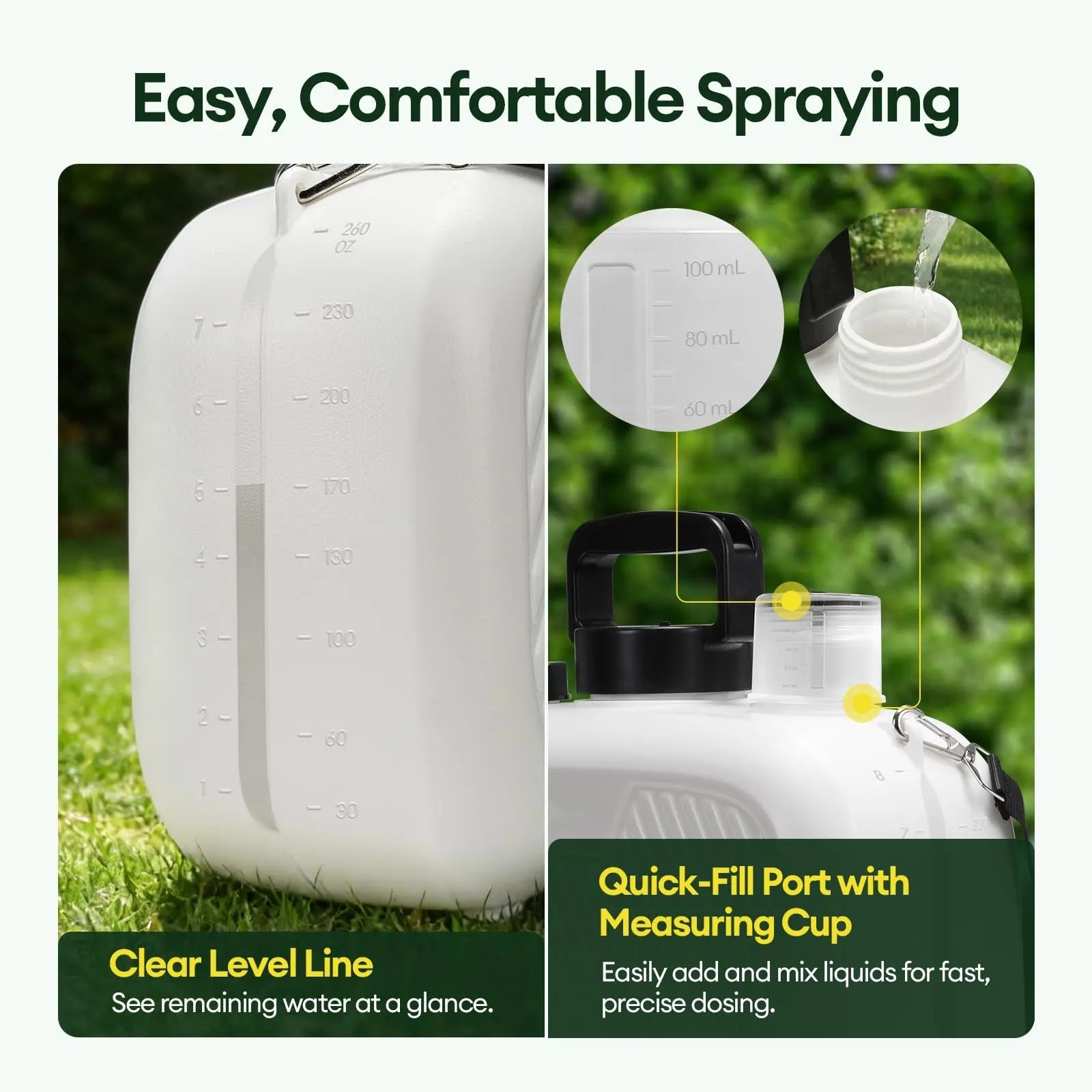 2 Gallon Electric Garden Sprayer Ergonomic Handle 3 Nozzles USB Rechargeable 2200mAh Jumpsub