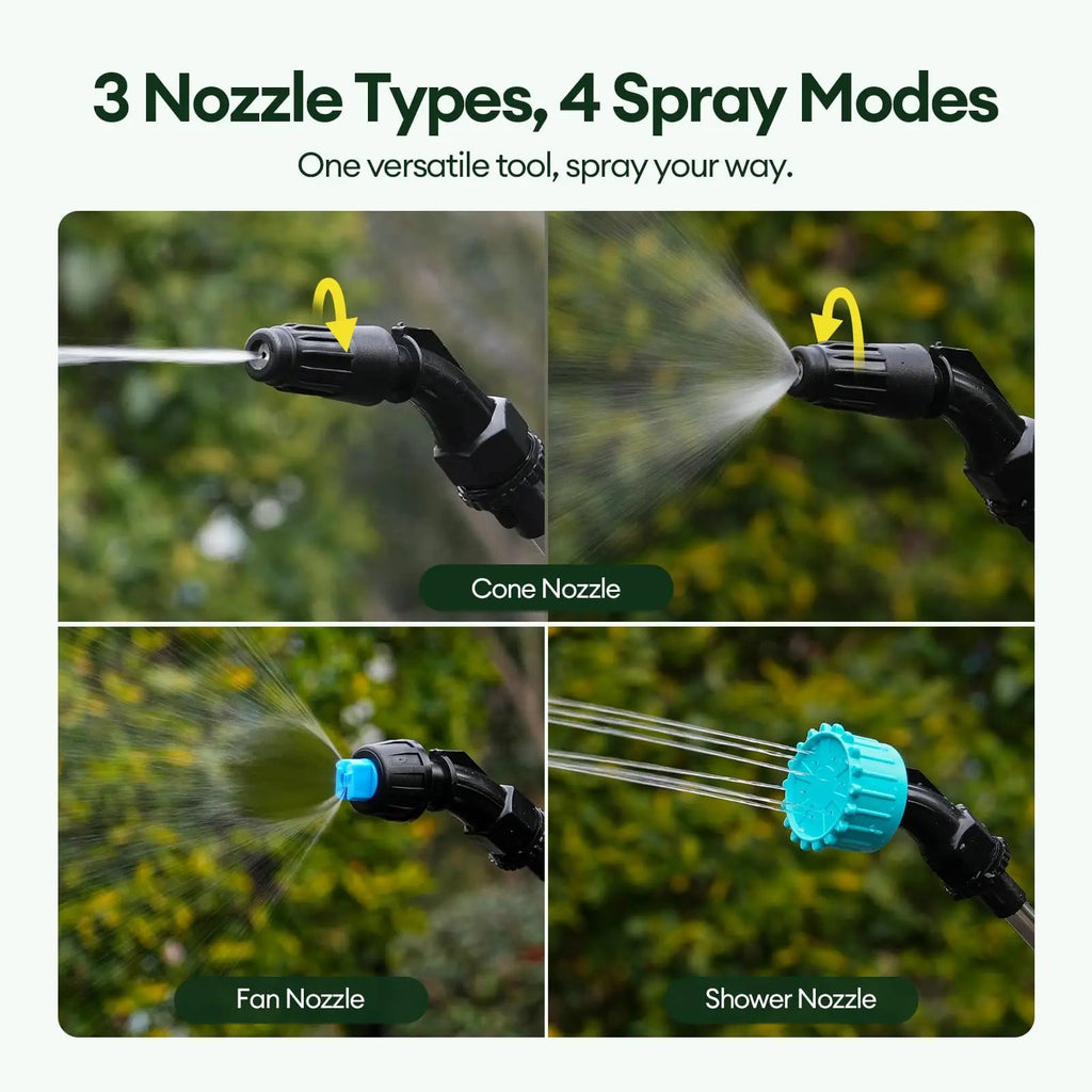 2 Gallon Electric Garden Sprayer Ergonomic Handle 3 Nozzles USB Rechargeable 2200mAh Jumpsub